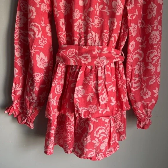 RAMY BROOK Jolie linen Floral Mini Tiered Dress Small - Picture 13 of 16